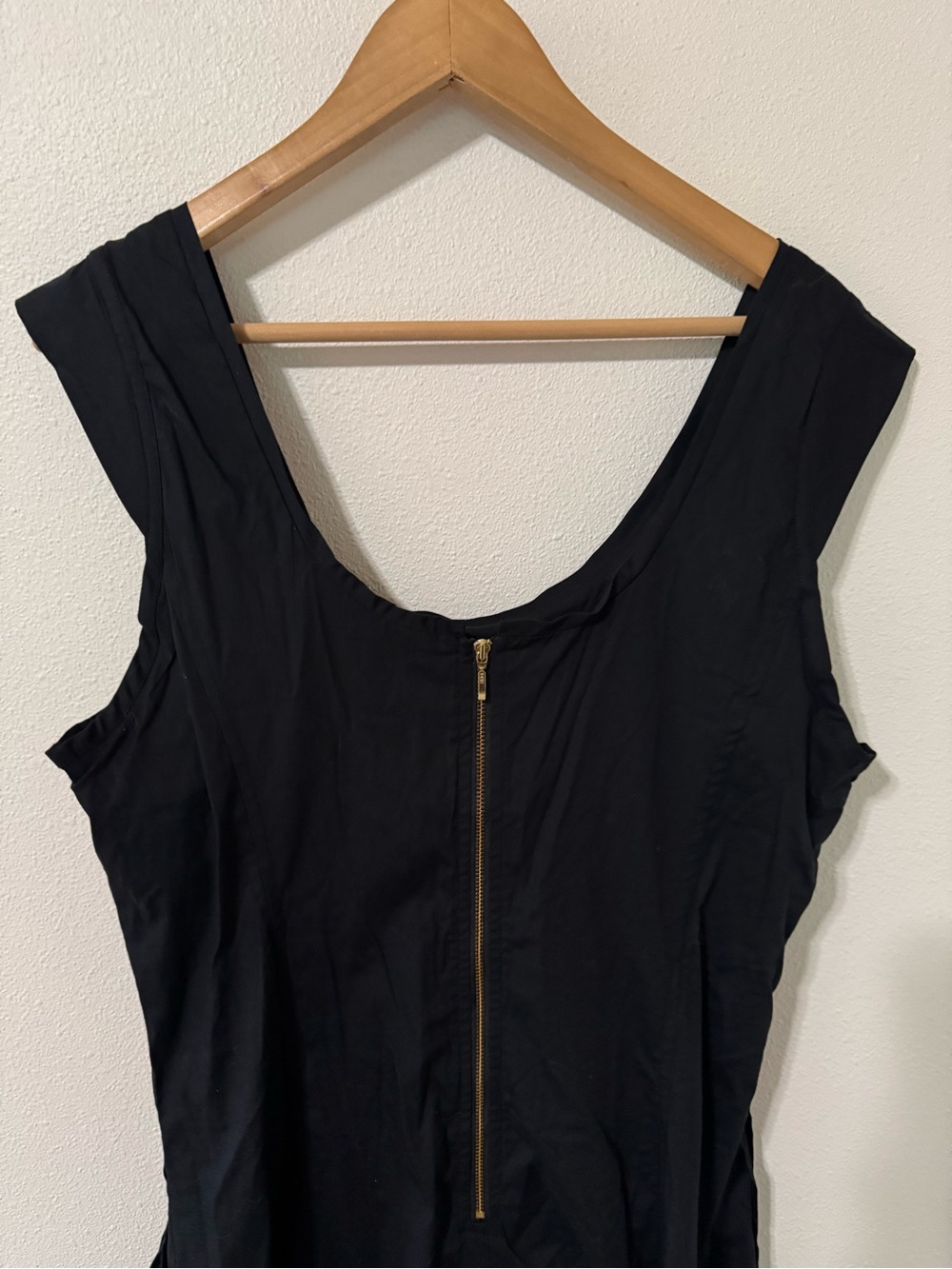 Anthropologie Cotton Sleeveless Scoop-Neck Midi Dress Black Rear Zipper-XL - Picture 8 of 11
